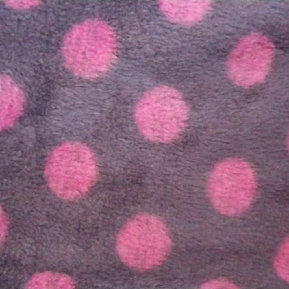 🟣DKNY Dark Blue/Purple Polka Dot ALL-FLEECE Pj/Lounge Set XL POCKETS Soft Cozy - Picture 2 of 5